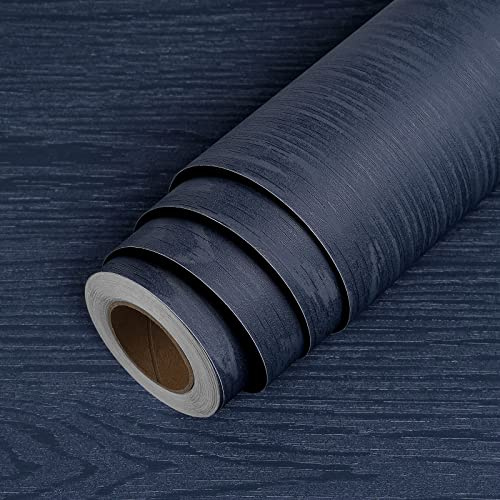 LaCheery Vinilo Adhesivo Muebles Madera Azul Oscuro Vinilo Encimera Cocina 40cm x 200cm Vintage Papel Adhesivo para Muebles de Cocina Imperméable Rollo Papel Autoadhesivo Madera para Mesa Armario