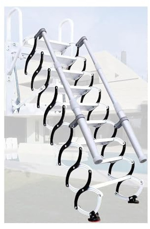 PUZYI Scala Retrattile Scala telescopica elettrica Scala Pieghevole con corrimano Scala da soffitta montata a Parete Non occupa Spazio for Interni ed Esterni Scala per soffitta(Svart,3~3.5m)