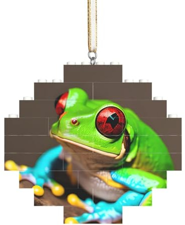 Artisan Brick Puzzle Baustein DIY Ornament Dekor 3D Puzzle durchdachtes Geschenk Rote Augen Baum Frösche Druck