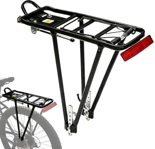 Porte-bagages de vélo réglable pour 26 à 29 pouces, porte-bagages universel avec réflecteur, porte-bagages de touring, porte-bagages arrière en alliage d'aluminium pour VTT et vélo de route