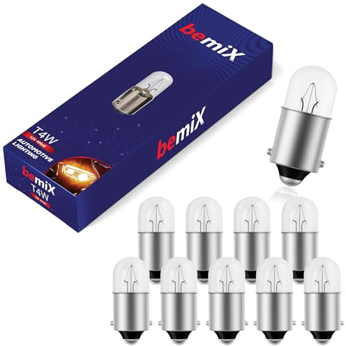 bemiX 10x T4W BA9s 12V 4W Standlicht-Birne Autolampe 12V 4W Auto Standlicht Lampe Innenraumbeleuchtung Kennzeichenleuchte Signallampe Glühlampe KFZ Ersatzlampen