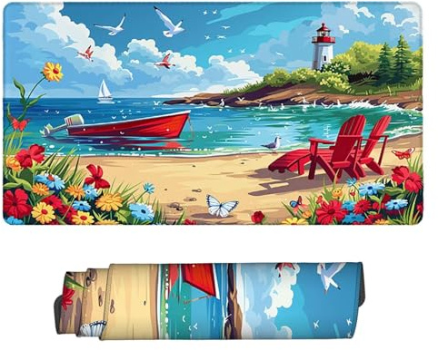 Tapis de Souris Gaming XXL Tapis Souris 160 x 80 cm, Grand Mouse Pad Bureau sous Main avec Base en Caoutchouc Antidérapante, Accessoire Gaming, pour Gamer, Bureau (Chaises Longues de Plage) c-776