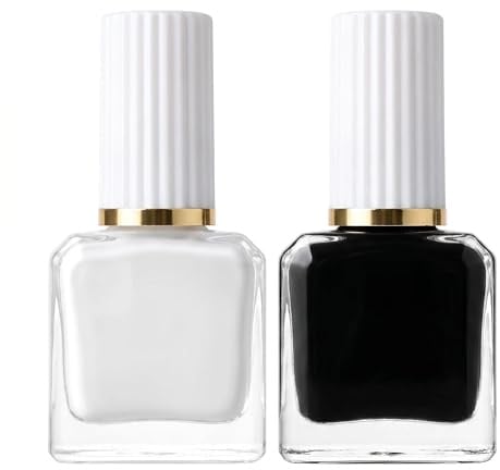 Classic Black & White Nail Polish Duo Set, Quick Dry Air Dry No UV, Chip Resistant, Water Based Formula, DIY Nail Art Manicure, No Need UV Nail Paint for DIY Nail Art Manicure at Home (Black + White)