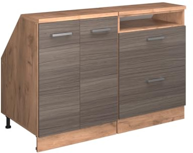 Vicco Dachschrägenschrank-Set Rion, Edelgrau/Goldkraft Eiche