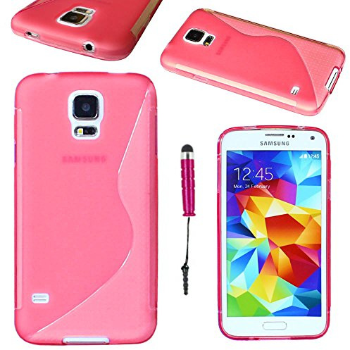 ebestStar - kompatibel mit Samsung Galaxy S5 Hülle G900F, S5 New G903F Neo Flex Silikongel Handyhülle, Klar TPU Schutzhülle, S-line + Mini Stift, Pink