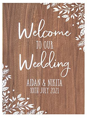 Welcome to our wedding sign | large personalised wooden rustic vintage | for reception party | alternative