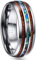 NUNCAD Ring Wolfram Silber Herrenring 8mm Breit mit Abalone Muschel und Holz Verlobung Partner Ringe Freundschaft Poliert Größe 58(18.5)