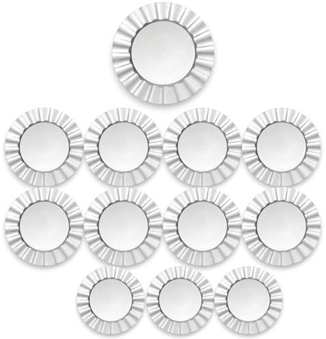 12 sottopiatti Argento in plastica Rigida Tondo 33 cm Bordo Ondulato cenone sotto Piatto