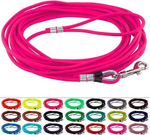 LENNIE Runde BioThane Schleppleine für Hunde ab 25kg, Ø 8mm, 10m lang, mit Handschlaufe, Magenta