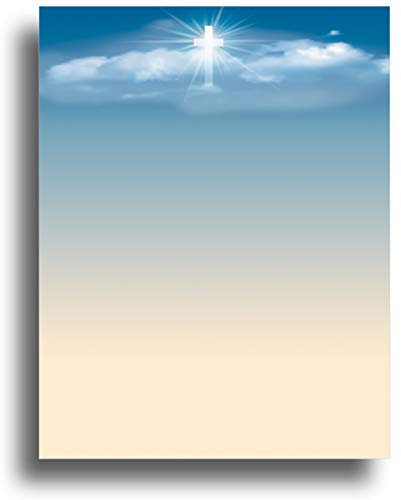 Religiöses Briefpapier Kreuz im Himmel, 80 Blatt