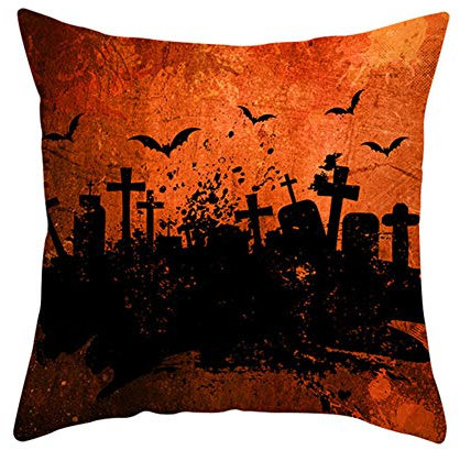 FANSU Kissenbezug Halloween, Leinen 4 Set Zierkissenbezüge 45X45cm Quadratische Hypoallergen Atmungsaktive Home Sofa Büro Dekoration mit Reissverschluss (45x45cm/18x18in,A)