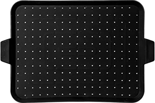Beckon Ware Silicone Baking Rack & Splatter Screen -16x12 inch. Multi-Use Splatter Shield, Electric Skillet Cover, Baking Mat, and Drain Board. Non-Stick, Food Safe & Heat Resistant, Black
