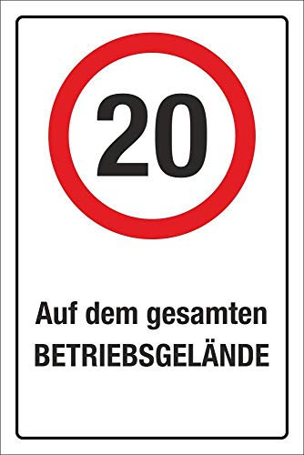 WERBEPUNKT. Schild Auf dem gesamten Betriebsgelände 20 km/h Hinweisschild 3 mm Alu-Verbund 450 x 300 mm