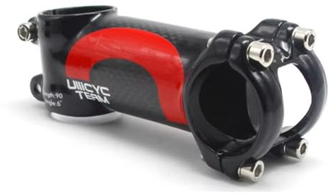 Neuer Carbon-Fahrrad Vorbauten, Leichter Aluminium + Carbon-Fahrradlenker, Mountainbike-Vorbau Rennrad-Vorbau ø31,8x80 / 90/100 / 110mm 7-Grad-Vorbau 3K Glanz (Rot,80mm)