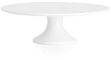 Kanwone Soporte redondo de porcelana de 30,5 cm, para tartas, postres, soporte para magdalenas para fiestas, decoración del hogar, color blanco