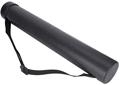 Plastic Painting Tube, Drawing Storage Tube, Waterproof Adjustable Telescopic Document Holder with Carrying Strap for Maps Drawings Travel Posters Diamond Painting(Black)
