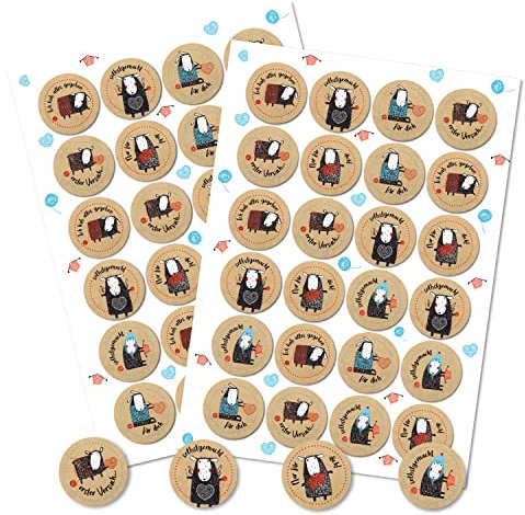 Logbuch-Verlag 48 runde Sprüche Sticker Schafe schwarz Kraftpapier braun verschiedene Texte Geburtstag Kinder