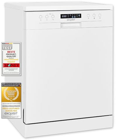 Exquisit Geschirrspüler GSP9414-030D weiss | Spülmaschine 60 cm freistehend und unterbaufähig | Standgerät | 14 Maßgedecke | Weiß