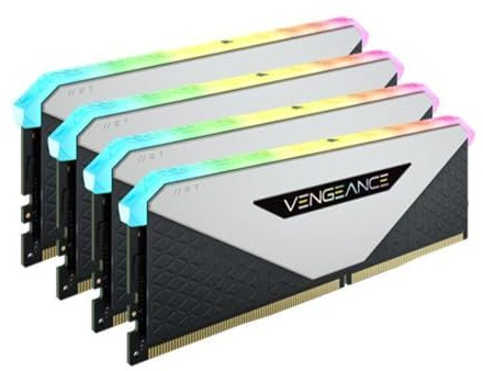 Corsair Vengeance RGB RT 64GB (4x16GB) DDR4 3200MHz C16 Desktop Memory (Dynamic RGB Lighting, Optimised for AMD 300/400/500 Series, Compatible with Intel 300/400/500 Series) White