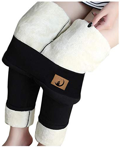 Eauptffy Frauen Winter Leggins Damen Thermal Plüsch Lammfell Leggings mit Hoher Taille, Hohe Flexibilität Warme und Weiche Strumpfhose Leggins Hosen, Übergroße Slim Fit Thermoleggings