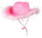 Qtinghua Cowboyhut für Damen, flauschiger Federbesatz, Halloween-Kostüm, Cowgirl-Hut für Cosplay, Kostümparty, Rollenspiel, Geburtstagsparty, Rosa mit strahlenden Fusseln, Weiß, Rosa, Einheitsgröße
