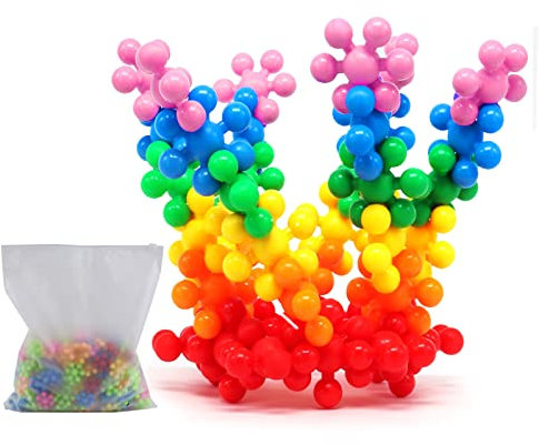 Kikuo Plum Building Blocks Toy, 300Pcs Cogs Toys for Kids, Plastic Building Discs Sets, Snowflake Toy with Storage Bag, Kids Educational Toys Heuristic Play Resources, Safe Material(Random Color)