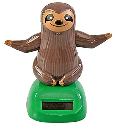 Sloth Solar Dancing Figures, Solar Powered Shaking Hand Doll Toys for Car Dashboard Decoration, Desk or Windowsill Decor (A-Brown)