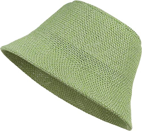 styleBREAKER Damen Papierstroh Sonnenhut | Faltbarer Fischerhut | Leichter Bucket Hat mit Schweißband | Sommerhut mit Krempe als Sonnenschutz für Outdoor Strand Freizeit, Lindgrün