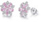 Orecchini a perno rosa con fiori di ciliegio con zirconia cubica per donne e ragazze, delicati strass di cristallo, piccolo fiore, cartilagine, trago, orecchini a perno per piercing all'orecchio,