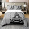 100% Baumwolle Eiffelturm Tröster Abdeckung Vintage Romantik Bettbezug Paris Frankreich Bettwäsche Set Alte Zeitung Stil Bettbezug für Männer Frauen,155x220,Grau Stilvolle Atmungsaktiv