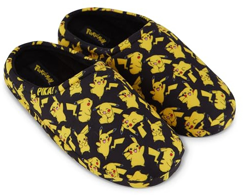 Pokemon Men's Pikachu Clog Slippers - Classic Slip On Soft House Slippers, Yellow, 10-11