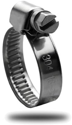 Offgridtec V2A Edelstahl-Schlauchschellen 16mm - 27mm, DIN 3017 zertifiziert, 9mm Bandbreite, korrosionsbeständige und auslaufsichere Schellen für eine sichere Rohr- und Schlauchbefestigung (12 Stück)