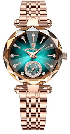 BIEWO Damen-Armbanduhr, Diamant-Zifferblatt, elegantes Lederarmband, Quarz, modisch, analog, zartes Geschenk, wasserdicht, für Jahrestag, Geburtstag, Hochzeit, Blau 2, Armband