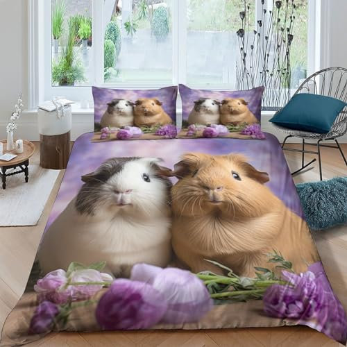 Meerschweinchen Betten Set Für Kinder Erwachsene Mädchen Bettbezug Set Tier Bettwäsche Set Für Schlafzimmer, Weiche Bequemer Doppel(200x200cm)
