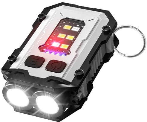 NGOKPYD N21 Mini Linternas Led Alta Potencia 900L Recargable USB, EDC Linterna Llavero IPX4 Impermeable,Linterna Pequeña Con Clip 8 Modos Blanco
