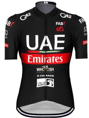 2023 Pro Team UAE Black Cycling Jersey for Men,Short Sleeve Quick Dry Bike Shirt (L)