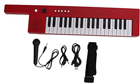 Instrumento Musical Educativo con Teclado de Guitarra y Piano de 37 Teclas para Regalos de Cumpleaños para Niños y Niñas (BF-3755 rojo)