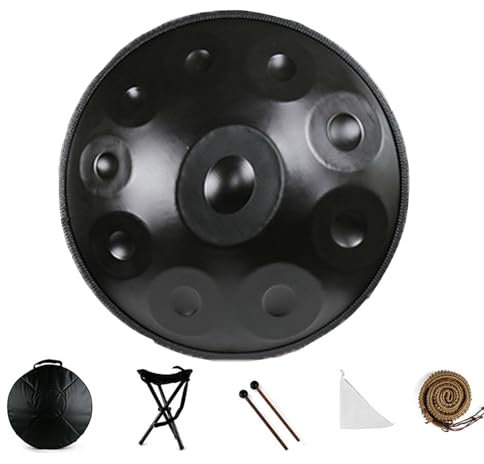MEOYCHB Professionelle HandP Handpan Trommel in d-Moll mit 10/12 Noten, 440Hz,Handpan Drum,inklusive Zubehör-Set Ideal für Musik-Enthusiasten und Performances