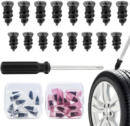 41 Pcs Tubeless Tyre Repair Kit Rubber Nails,Self Service Car Tyre Puncture Repair Screws,Rubber Nail Screw Puncture Emergency Repair Kit with Screwdriver for Car Motorcycle Bike Truck-20 S+20 L