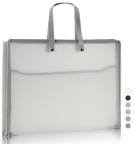Swodition Kunst-Portfolio-Taschen, Aufbewahrungsbücher für Kunst-Portfolio-Mappe, Poster-Aufbewahrungstasche mit Reißverschluss und Griff, Netz-Ordner für Poster, Malerei, Weiß (43,9 x 35,1 cm)
