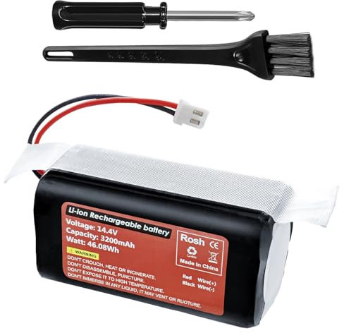 14.4V 3200mAh 2-Prong Steckverbinder Li-ion Batterie für Shark ION Roboter，R71 R85 RV761 RV1000S RV700-N RV720-N RV725-N RV850 RV850C RV1101ARUS UR1000SR Staubsauger