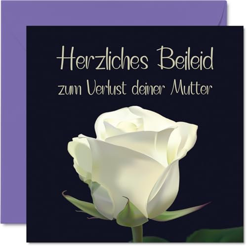 Stuff4 Trauerkarte Mama - Herzliches Beileid - Sohn Tochter Beileidskarten Kondolenzkarte Beileidskarte für Freunde Familie, 145mm Trauerkarten mit Umschlag Glückwunschkarten