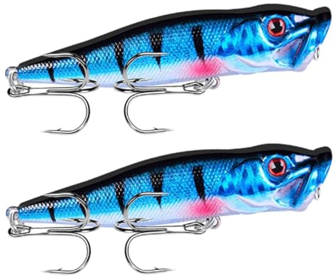 TETYBAAB Angelköder 2 Stück Popper-Köder, Topwater-Köder, 93 mm, 12,5 g, Angelköder, Harter Köder, künstliche Wobbler, Kunststoff-Angelgerät Angelzubehör