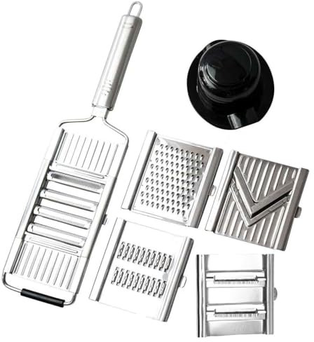 5 in 1 Multi Purpose Handheld Stainless Steel Multifunctional Vegetables Fruits Slicer, Chopper, Grater, Cutter, Shredder, with Free Peeler