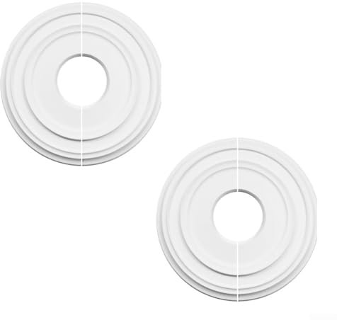 2 Pcs 12inch Round Medallion PU Decorative Ceiling Fan Light Fixtures Covers Plate, Sleek Design Lightweight Decorative Ceiling Cover For Light Fixtures
