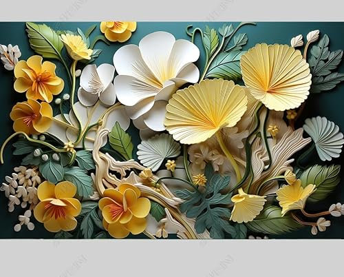 MZOwallpaper Papier Peint Intissé Feuilles Stéréo 3D Poster Tableaux Muraux Tapisserie Photo Trompe L'Oeil Salon Chambre Art Mural 400Cm(L) X280Cm(H)