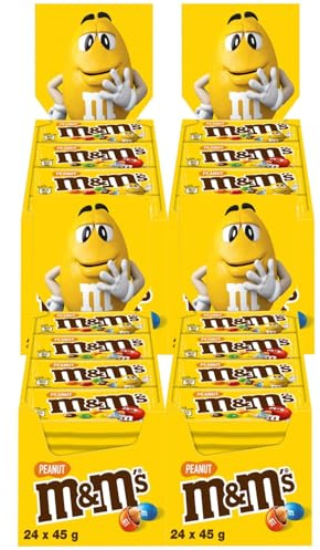 M&Ms Peanut 4x 24x 45g Schokolinsen Erdnüsse in Milchschokolade mit Zuckerüberzug