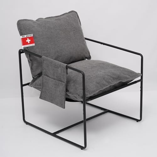 Albatros Designer Vintage Sessel Breston, hochwertiger Stoff Bezug in Grau, Relaxsessel Loungesessel für Wohnzimmer, Schlafzimmer oder als Fernsehsessel