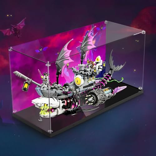 Figures Display Box for LE-GO for 71469 Nightmarre Sharrk Boat Acrylic Dustproof Transparent Custom Display Case Storage Box (No Model)