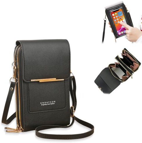 Borsetta Tracolla Donna Piccola in Pelle, Porta Cellulare Tracolla con Tasche Multiple, Borsa Tracolla Donna Elegante per Smartphone e Accessori